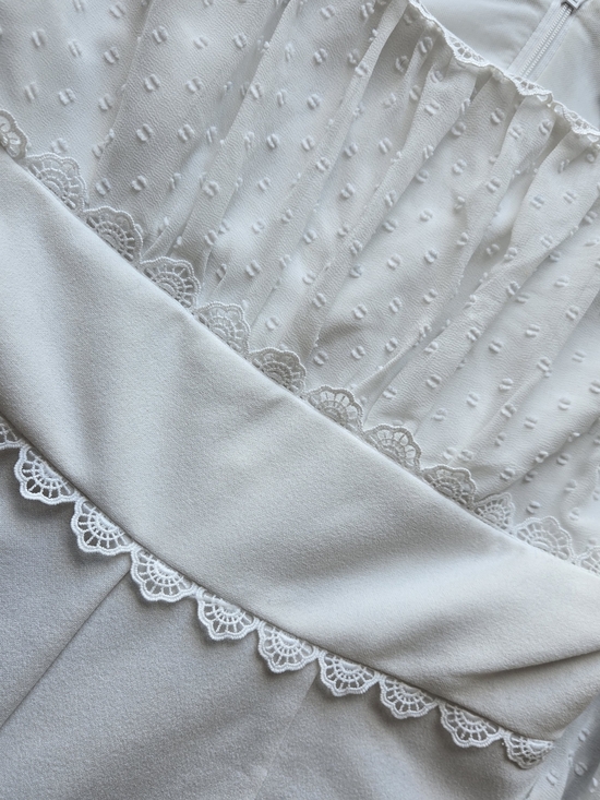 Bebe White Lace Trim Romper Small Sheer Sleeve Cottagecore Babydoll Playsuit - Picture 4 of 7